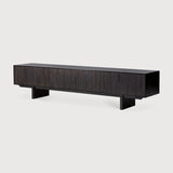 Mueble TV Mosaic de Ethnicraft · Teca y caoba Off black · 242x45x53h cm · vista lateral