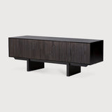 Mueble TV Mosaic de Ethnicraft · Teca y caoba Off black · 162x45x53h cm · vista lateral