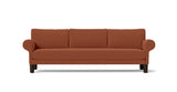 SOFÁ MAGNUS, BASE SUSPENDIDA, PATAS MADERA — simulación de color del tapizado Crevin Sublim 26. Color orientativo.