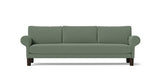SOFÁ MAGNUS, BASE SUSPENDIDA, PATAS MADERA — simulación de color del tapizado Crevin Sublim 34. Color orientativo.