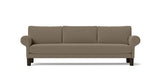 SOFÁ MAGNUS, BASE SUSPENDIDA, PATAS MADERA — simulación de color del tapizado Crevin Sublim 75. Color orientativo.