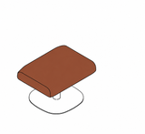 Pouf Ethos de Joquer — esquema de configuración de base plana con simulación de color Crevin Sublim 26. Color orientativo.