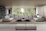 Composición del sistema Pulse con dos cojines de respaldo por plaza, correspondiente a la construcción Deluxe 117, en salón. Fotografía de ambiente de Joquer.