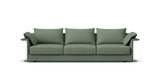 SOFÁ SENSO BASE A SUELO. BRAZO EN L. ASIENTO CON VARIOS COJINES — simulación de color del tapizado Crevin Sublim 34. Color orientativo.