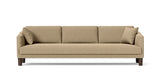 SOFÁ VENICE, BASE SUSPENDIDA, PATAS MADERA — simulación de color del tapizado Crevin Sublim 19. Color orientativo.