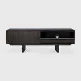 Mueble TV Mosaic de Ethnicraft · Teca y caoba Off black · 162x45x53h cm · vista lateral