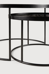 Mesa de centro con tableros de Ethnicraft · Negro · Redondo · Pequeño/Grande · detalle o ambiente