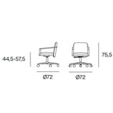 Sillón Urmus madera base 5 ruedas - Blasco&Vila · plano de medidas