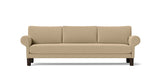 SOFÁ MAGNUS, BASE SUSPENDIDA, PATAS MADERA — simulación de color del tapizado Crevin Sublim 19. Color orientativo.