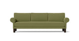 SOFÁ MAGNUS, BASE SUSPENDIDA, PATAS MADERA — simulación de color del tapizado Crevin Sublim 30. Color orientativo.