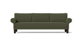 SOFÁ MAGNUS, BASE SUSPENDIDA, PATAS MADERA — simulación de color del tapizado Crevin Sublim 32. Color orientativo.