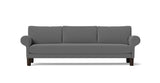 SOFÁ MAGNUS, BASE SUSPENDIDA, PATAS MADERA — simulación de color del tapizado Crevin Sublim 52. Color orientativo.