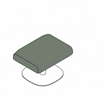 Pouf Ethos de Joquer — esquema de configuración de base plana con simulación de color Crevin Sublim 34. Color orientativo.