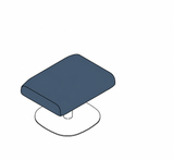 Pouf Ethos de Joquer — esquema de configuración de base plana con simulación de color Crevin Sublim 43. Color orientativo.