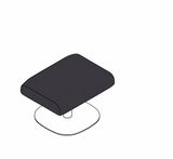 Pouf Ethos de Joquer — esquema de configuración de base plana con simulación de color Crevin Sublim 53. Color orientativo.