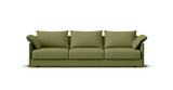 SOFÁ SENSO BASE A SUELO. BRAZO BAJO. ASIENTO CON VARIOS COJINES — simulación de color del tapizado Crevin Sublim 30. Color orientativo.