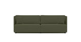SOFÁ SERENE 108, BRAZO ALTO, BASE A SUELO — simulación de color del tapizado Crevin Sublim 32. Color orientativo.