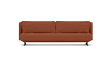 SOFÁ SERENE 98, BRAZO ALTO, BASE SUSPENDIDA — simulación de color del tapizado Crevin Sublim 26. Color orientativo.