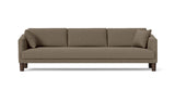 SOFÁ VENICE, BASE SUSPENDIDA, PATAS MADERA — simulación de color del tapizado Crevin Sublim 75. Color orientativo.