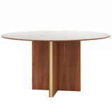 Mesa Stockholm - PUNT - mesa redonda de nogal con sobre Dekton