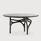 Mesa Cena de Ethnicraft · Cuarcita beige / base Teca marrón oscuro · Plano · Ø150x76h cm · vista de producto
